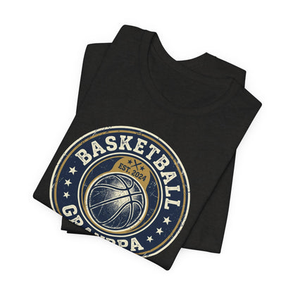 Basketball Grandpa Est. 2024 T-Shirt | Vintage Badge Tee | Family Gift