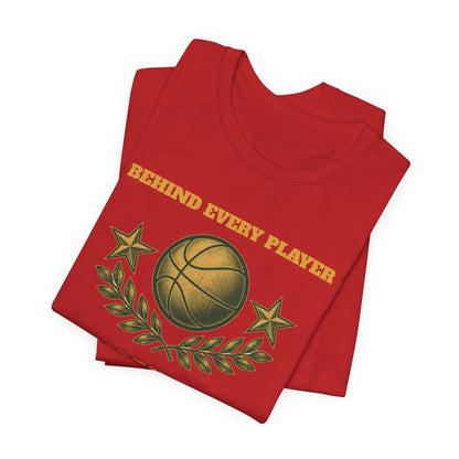 Behind Every Player is a Great Coach Basketball T-Shirt | Gold Crest Tee | Coach Gift
