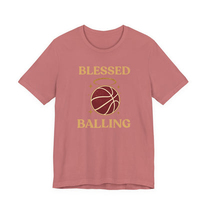 Blessed and Balling Basketball T-Shirt | Faith Halo Tee | Perfect Gift for Hoopers