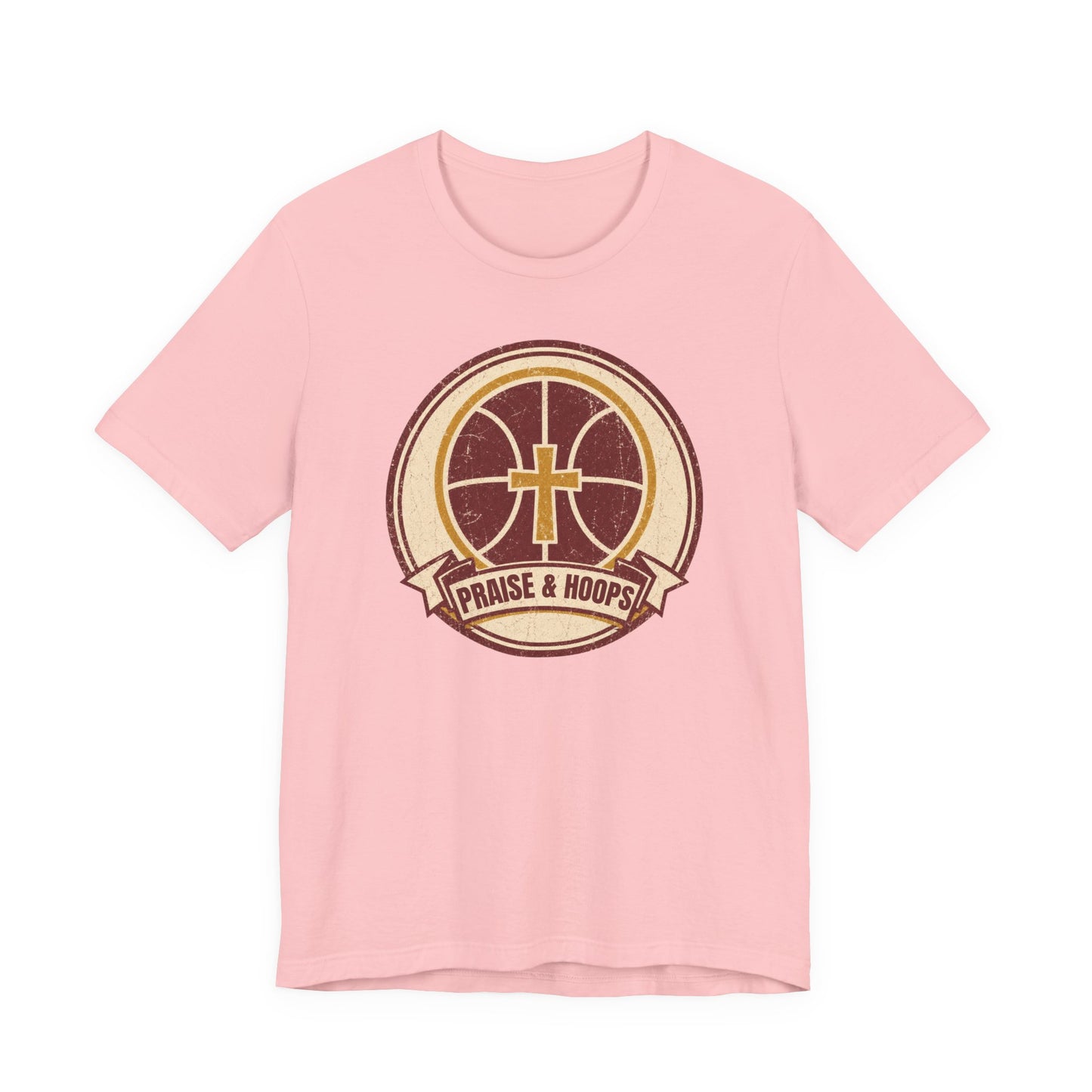 Praise & Hoops Basketball T-Shirt | Faith Cross Tee | Perfect Gift for Ballers
