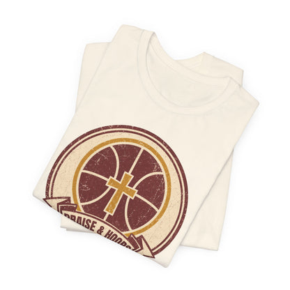 Praise & Hoops Basketball T-Shirt | Faith Cross Tee | Perfect Gift for Ballers