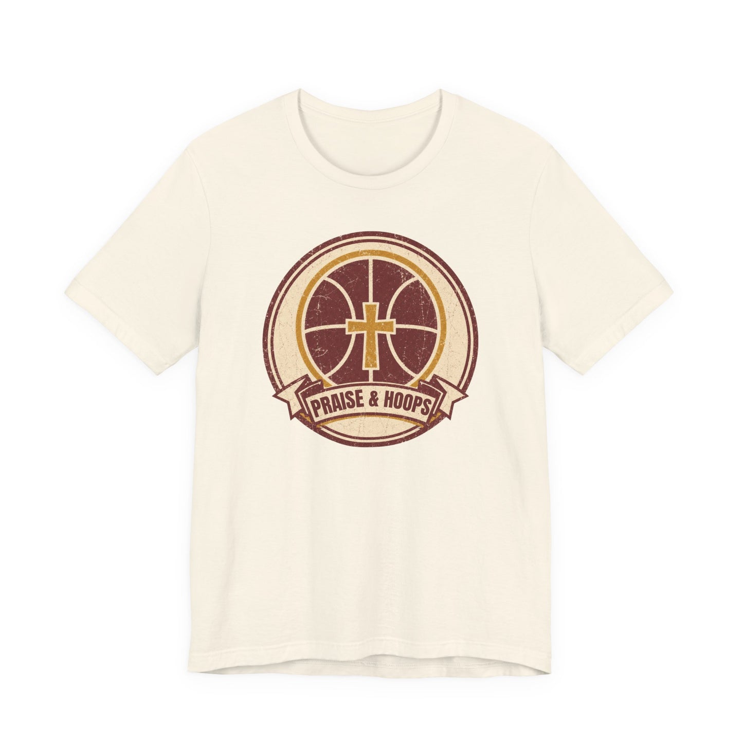 Praise & Hoops Basketball T-Shirt | Faith Cross Tee | Perfect Gift for Ballers