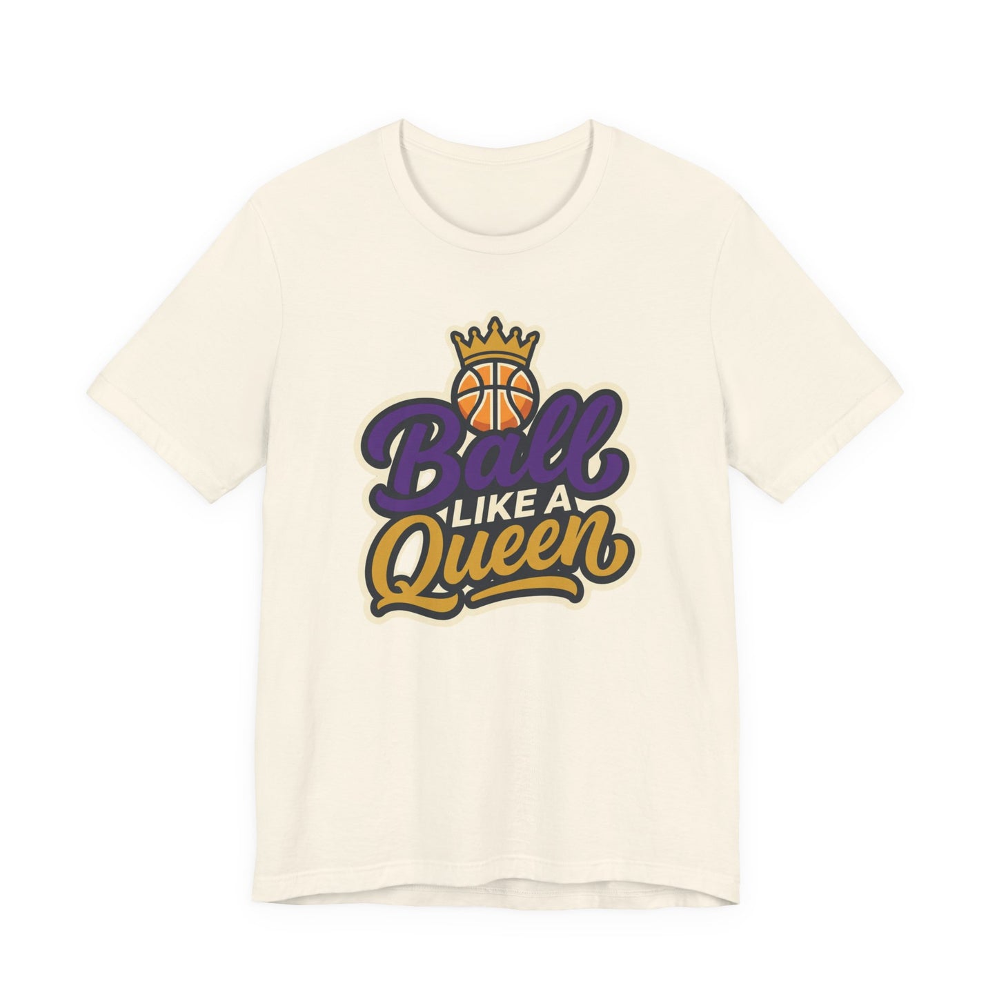 Ball Like A Queen Basketball T-Shirt | Purple Gold Hoops Tee | Gift for Female Players