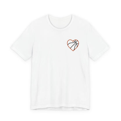Embroidered Basketball Heart T-Shirt | Minimalist Hoops Tee | Premium Basketball Lover Shirt