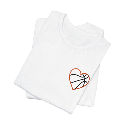 Embroidered Basketball Heart T-Shirt | Minimalist Hoops Tee | Premium Basketball Lover Shirt