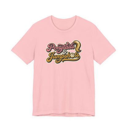 Ponytails & Jumpshots Basketball T-Shirt | Women's Hooper Tee | Perfect Gift for Female Ball Players
