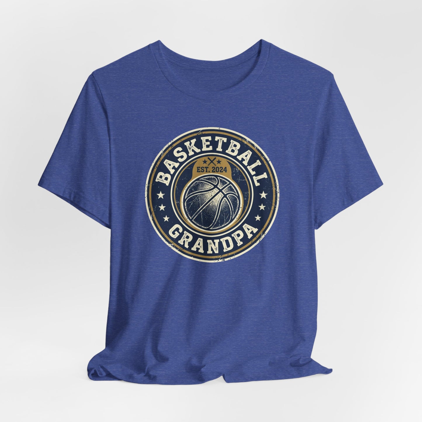 Basketball Grandpa Est. 2024 T-Shirt | Vintage Badge Tee | Familiengeschenk