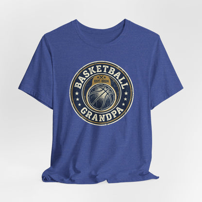 Basketball Grandpa Est. 2024 T-Shirt | Vintage Badge Tee | Family Gift