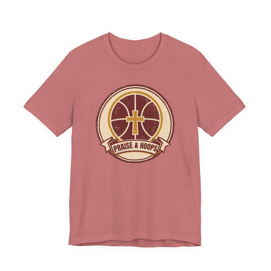 Praise & Hoops Basketball T-Shirt | Faith Cross Tee | Perfect Gift for Ballers