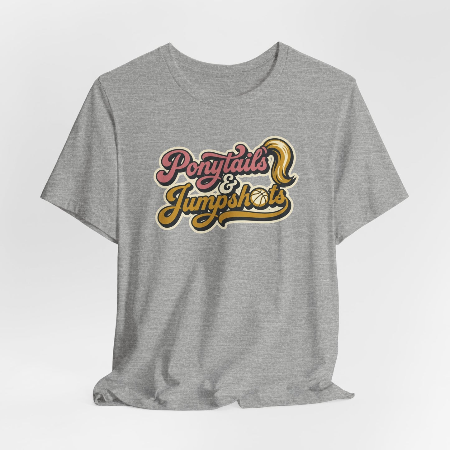 Ponytails & Jumpshots Basketball T-Shirt | Women's Hooper Tee | Perfect Gift for Female Ball Players