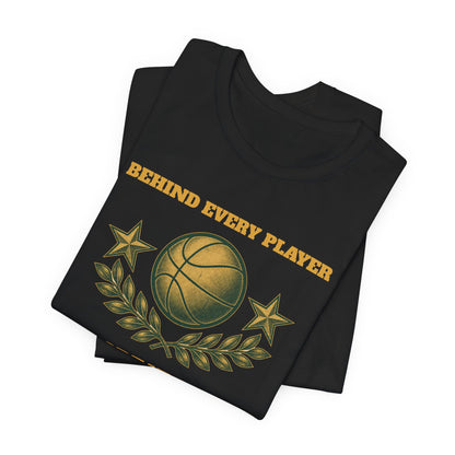 Behind Every Player is a Great Coach Basketball T-Shirt | Gold Crest Tee | Coach Gift