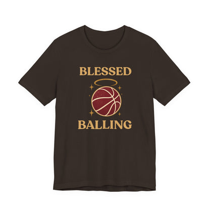 Blessed and Balling Basketball T-Shirt | Faith Halo Tee | Perfect Gift for Hoopers