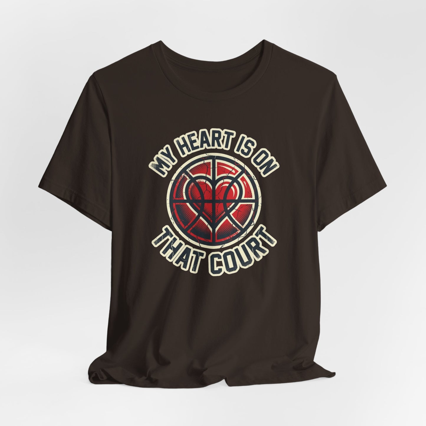 My Heart Is On That Court Basketball T-Shirt | Rot & Schwarz | Perfektes Geschenk