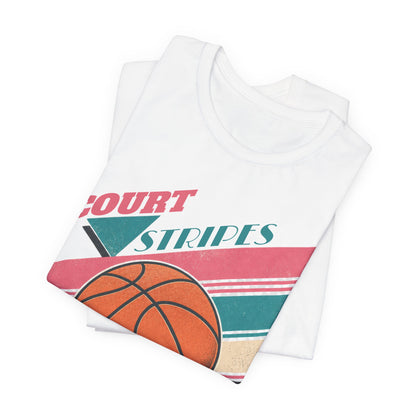 Court Stripes Retro Basketball T-Shirt | Vintage Tee | Perfect Gift for Hoopers
