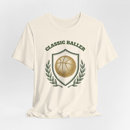 Classic Baller Basketball T-Shirt | Retro Gold Ball Tee | Perfect Gift for Hoopers