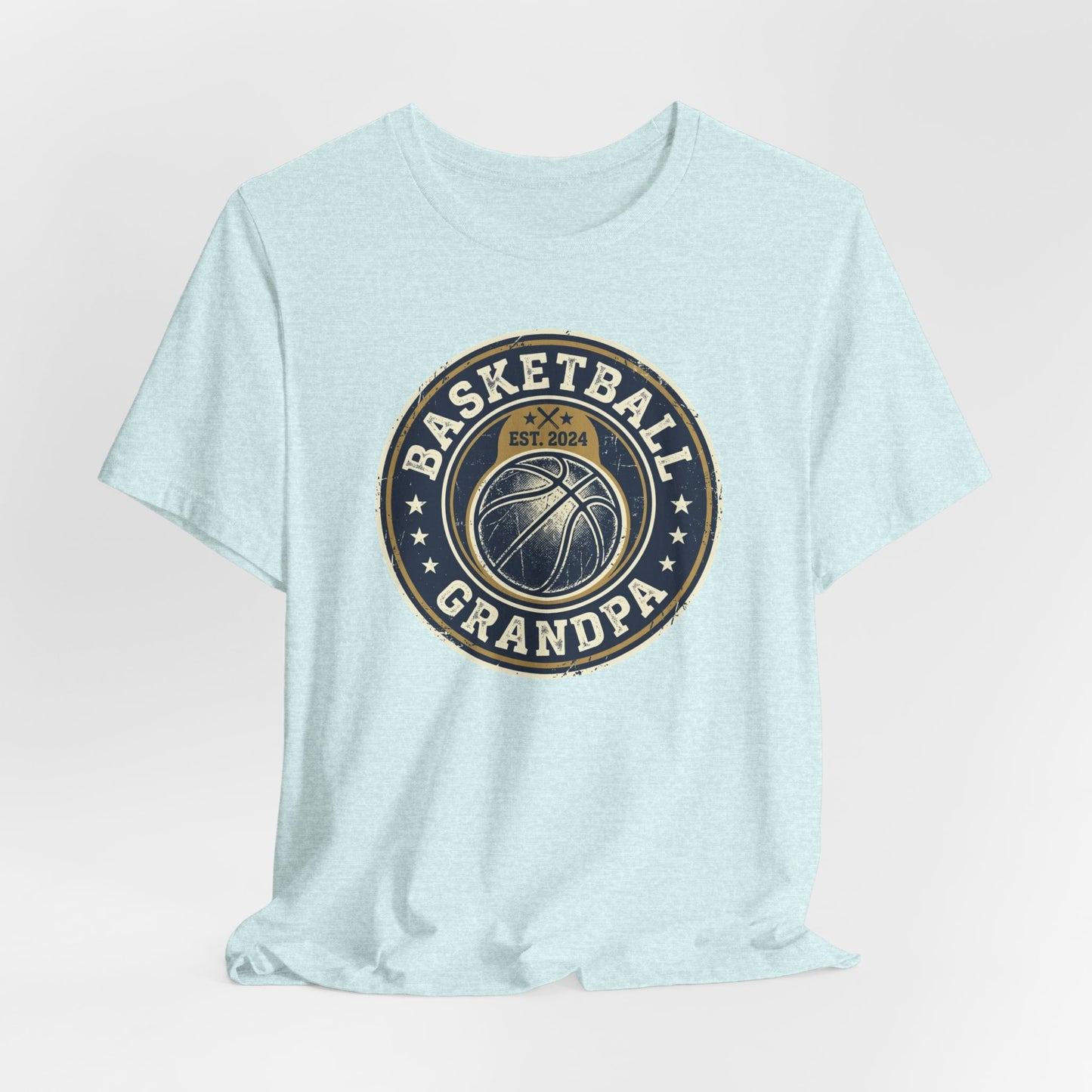 Basketball Grandpa Est. 2024 T-Shirt | Vintage Badge Tee | Familiengeschenk