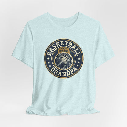 Basketball Grandpa Est. 2024 T-Shirt | Vintage Badge Tee | Family Gift