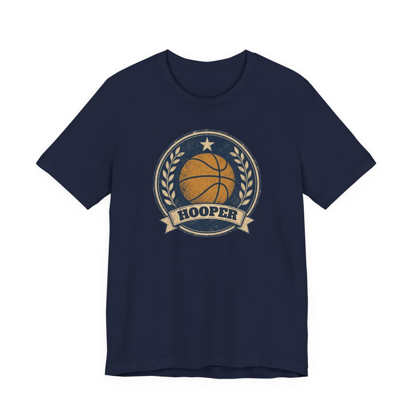Hooper Vintage Badge Basketball T-Shirt | Retro Gold Star Tee | Perfect Gift for Ballers