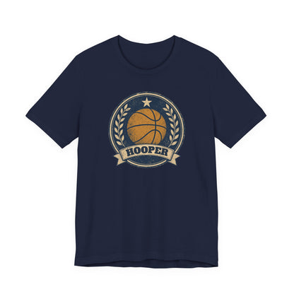 Hooper Vintage Badge Basketball T-Shirt | Retro Gold Star Tee | Perfect Gift for Ballers