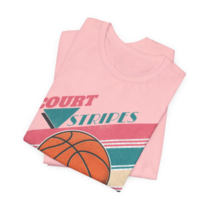 Court Stripes Retro Basketball T-Shirt | Vintage Tee | Perfect Gift for Hoopers