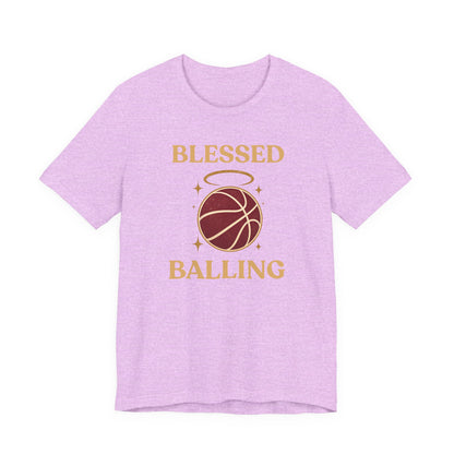 Blessed and Balling Basketball T-Shirt | Faith Halo Tee | Perfect Gift for Hoopers