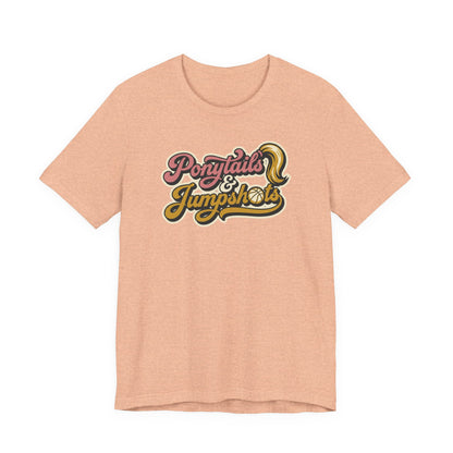 Ponytails & Jumpshots Basketball T-Shirt | Women's Hooper Tee | Perfect Gift for Female Ball Players