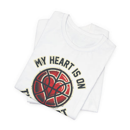 My Heart Is On That Court Basketball T-Shirt | Red & Black Tee | Perfect Gift for Hoopers