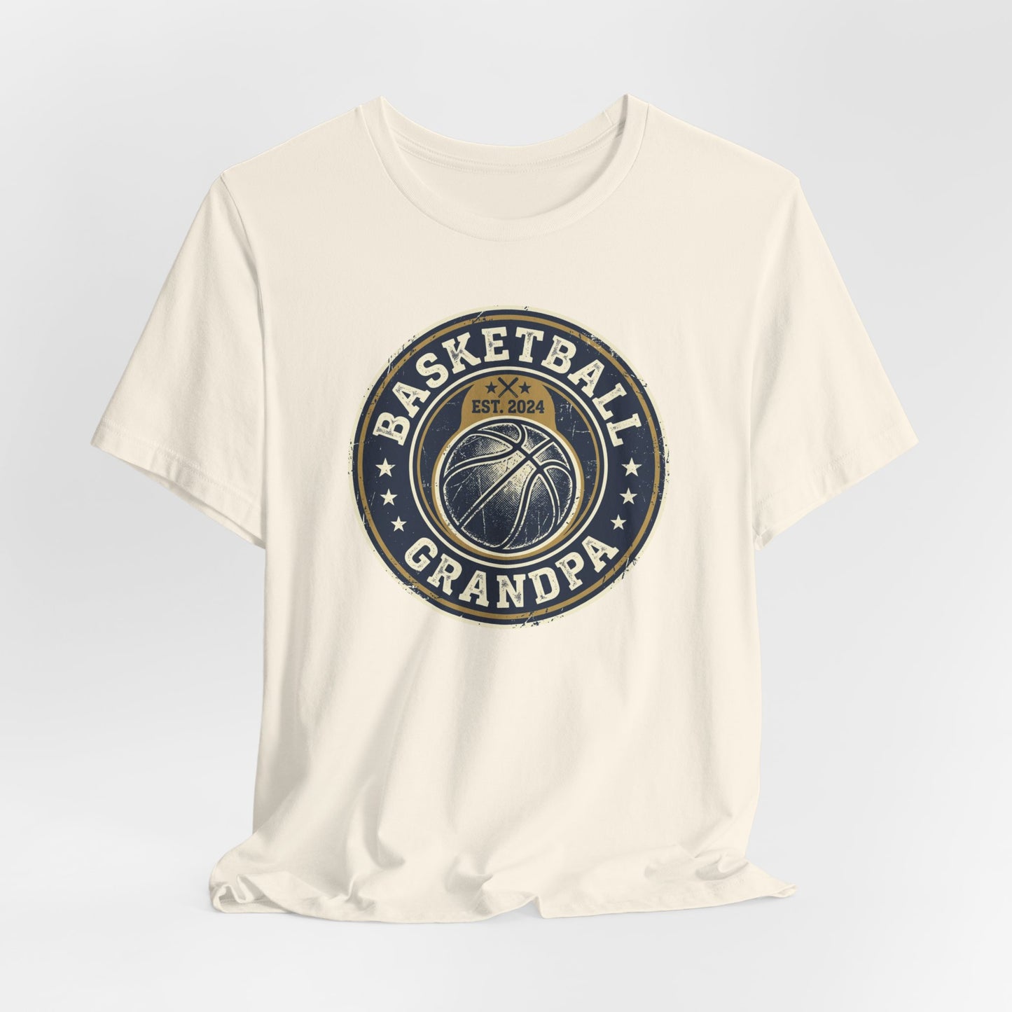 Basketball Grandpa Est. 2024 T-Shirt | Vintage Badge Tee | Familiengeschenk