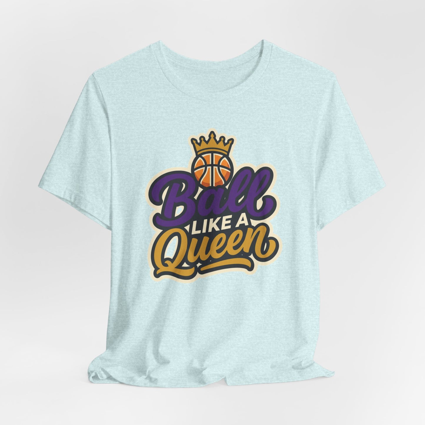 Ball Like A Queen Basketball T-Shirt | Purple Gold Hoops Tee | Gift for Female Players