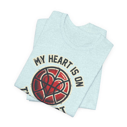My Heart Is On That Court Basketball T-Shirt | Red & Black Tee | Perfect Gift for Hoopers