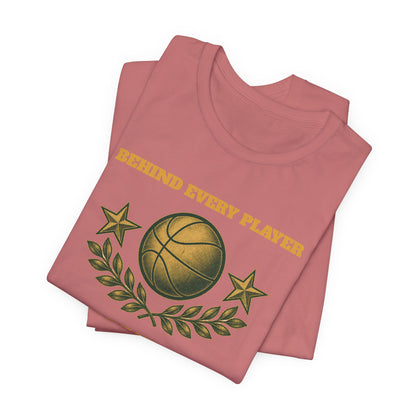 Behind Every Player is a Great Coach Basketball T-Shirt | Gold Crest Tee | Coach Gift