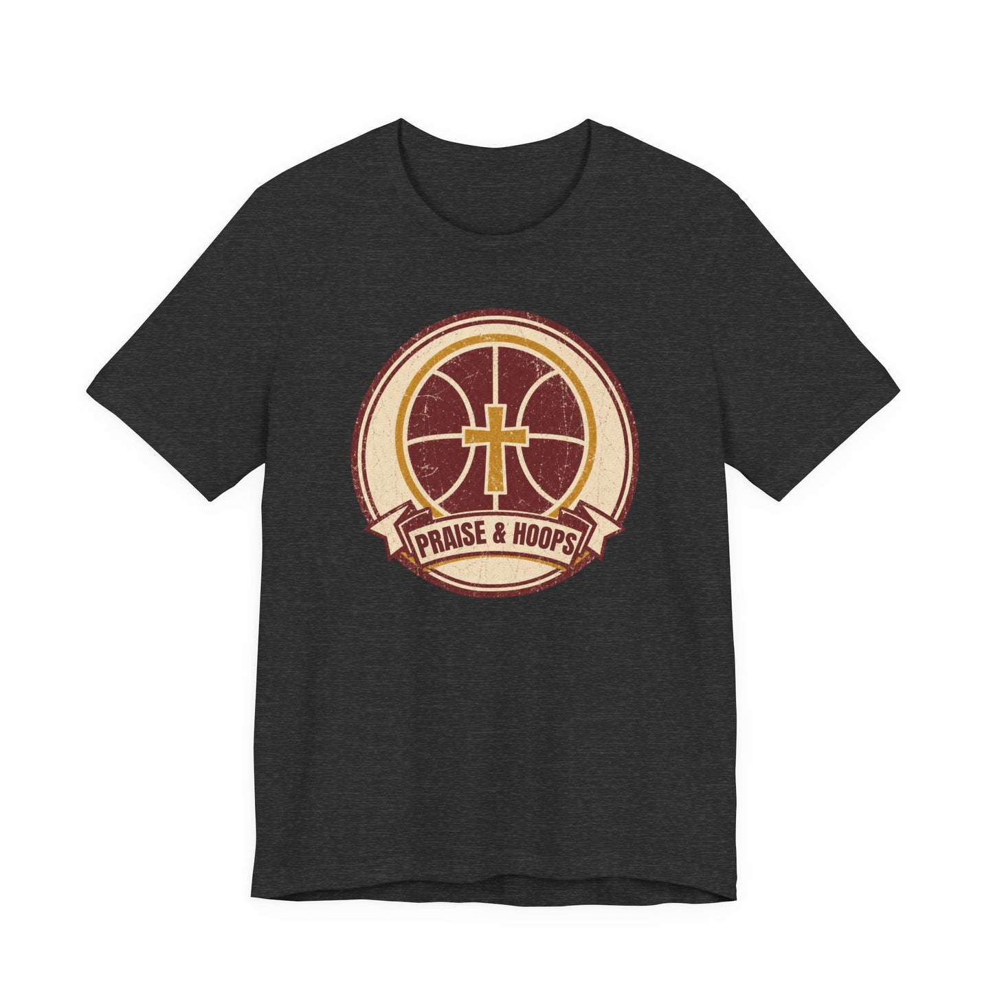 Praise & Hoops Basketball T-Shirt | Faith Cross Tee | Perfect Gift for Ballers