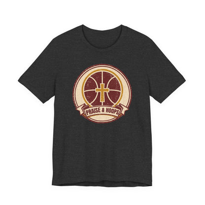 Praise & Hoops Basketball T-Shirt | Faith Cross Tee | Perfect Gift for Ballers