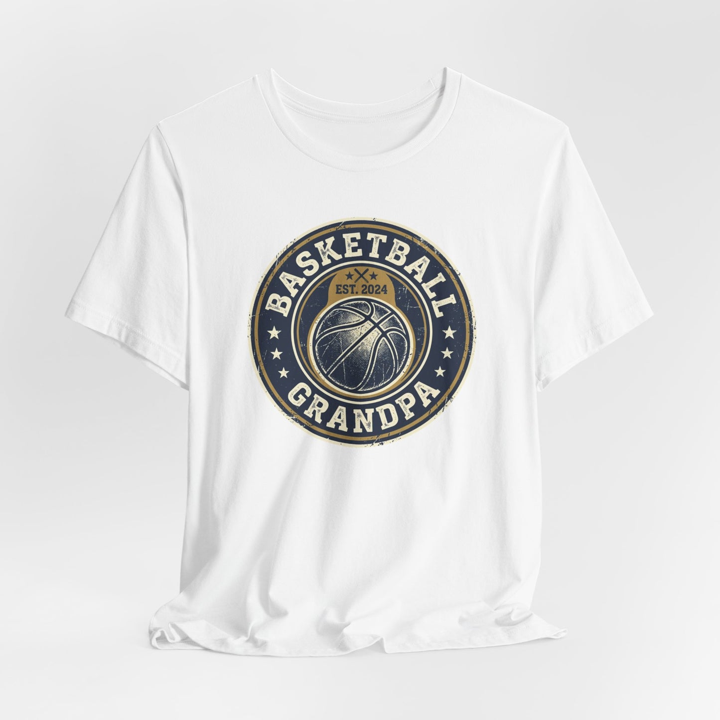 Basketball Grandpa Est. 2024 T-Shirt | Vintage Badge Tee | Familiengeschenk