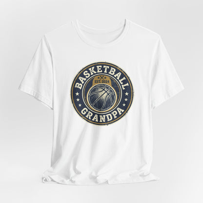 Basketball Grandpa Est. 2024 T-Shirt | Vintage Badge Tee | Family Gift