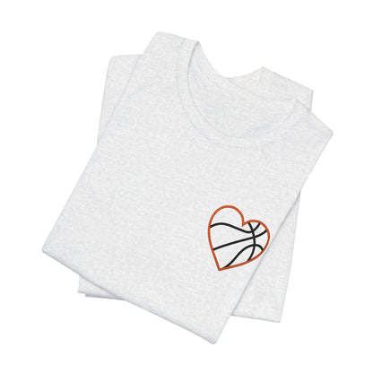 Embroidered Basketball Heart T-Shirt | Minimalist Hoops Tee | Premium Basketball Lover Shirt