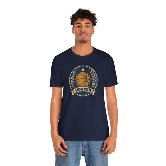 Hooper Vintage Badge Basketball T-Shirt | Retro Gold Star Tee | Perfect Gift for Ballers