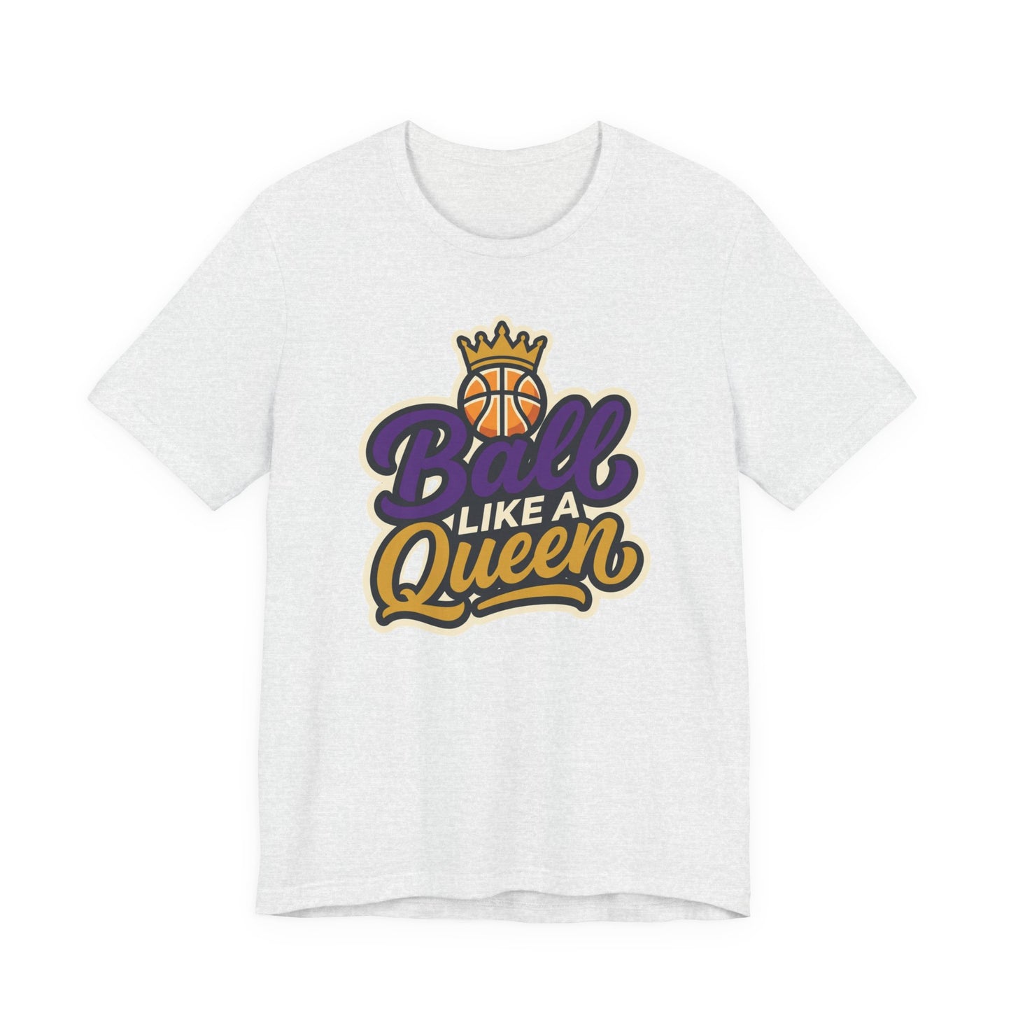 Ball Like A Queen Basketball T-Shirt | Purple Gold Hoops Tee | Gift for Female Players