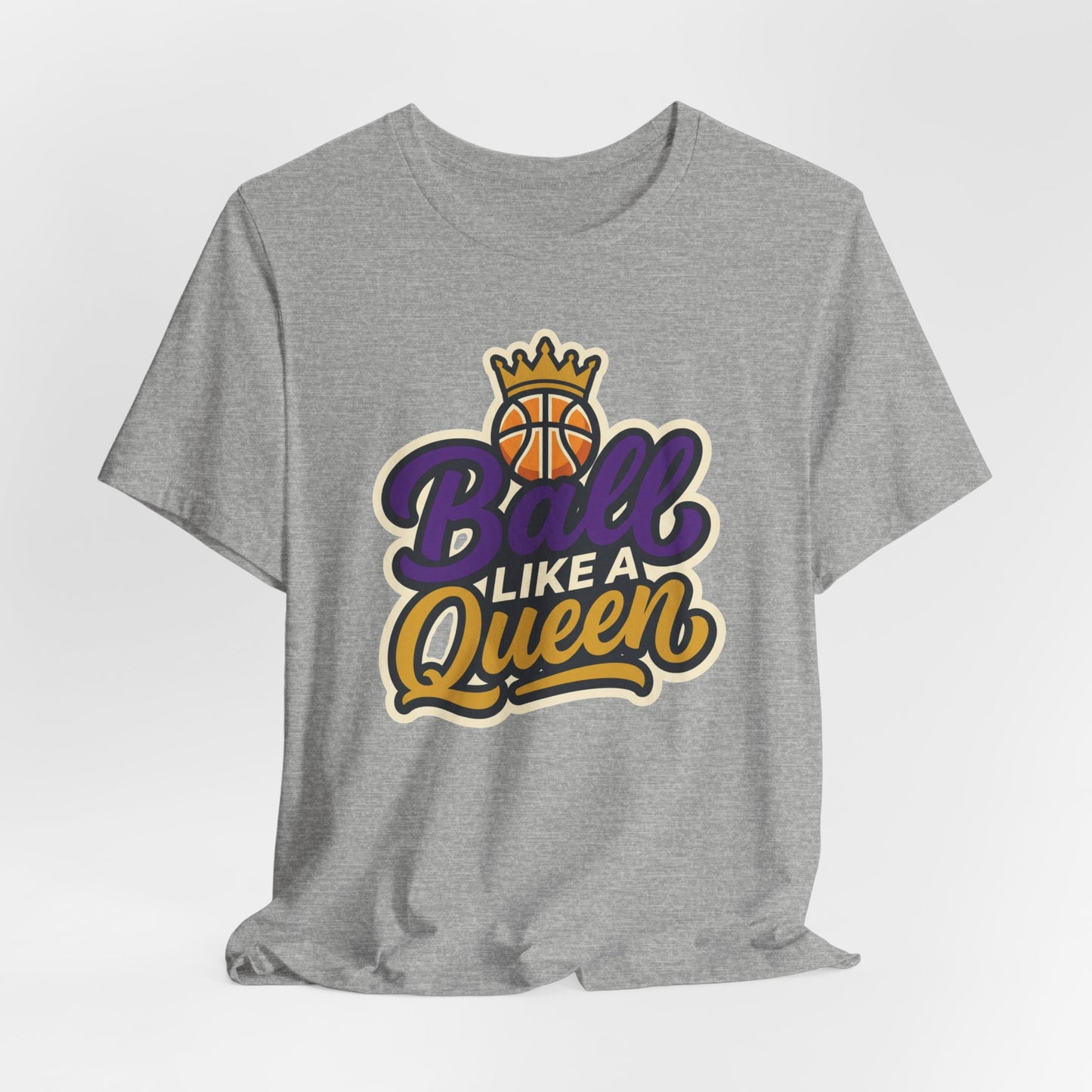 Ball Like A Queen Basketball T-Shirt | Purple Gold Hoops Tee | Gift for Female Players