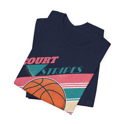Court Stripes Retro Basketball T-Shirt | Vintage Tee | Perfect Gift for Hoopers