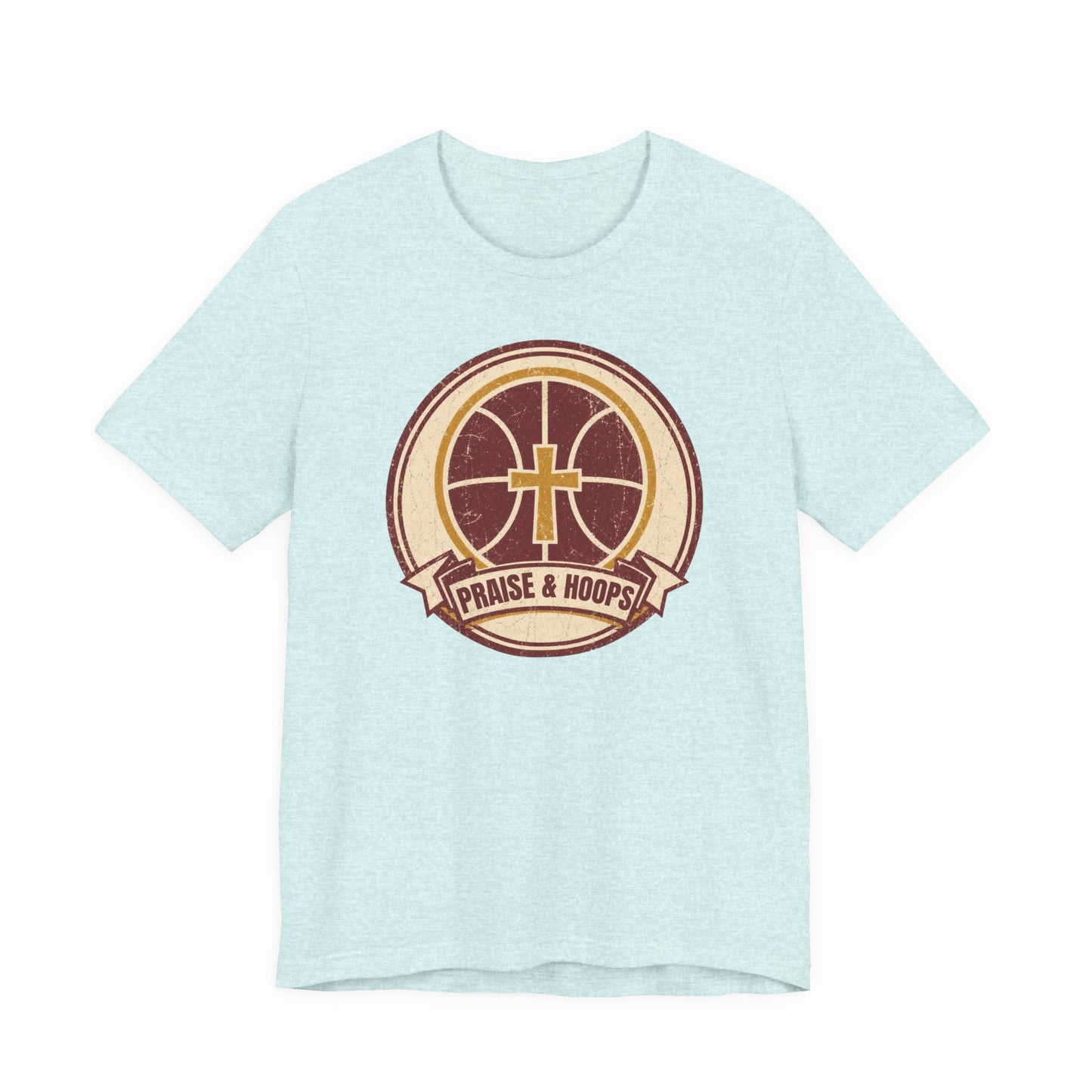 Praise & Hoops Basketball T-Shirt | Faith Cross Tee | Perfect Gift for Ballers