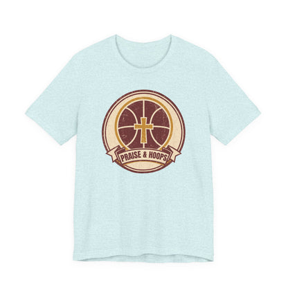 Praise & Hoops Basketball T-Shirt | Faith Cross Tee | Perfect Gift for Ballers