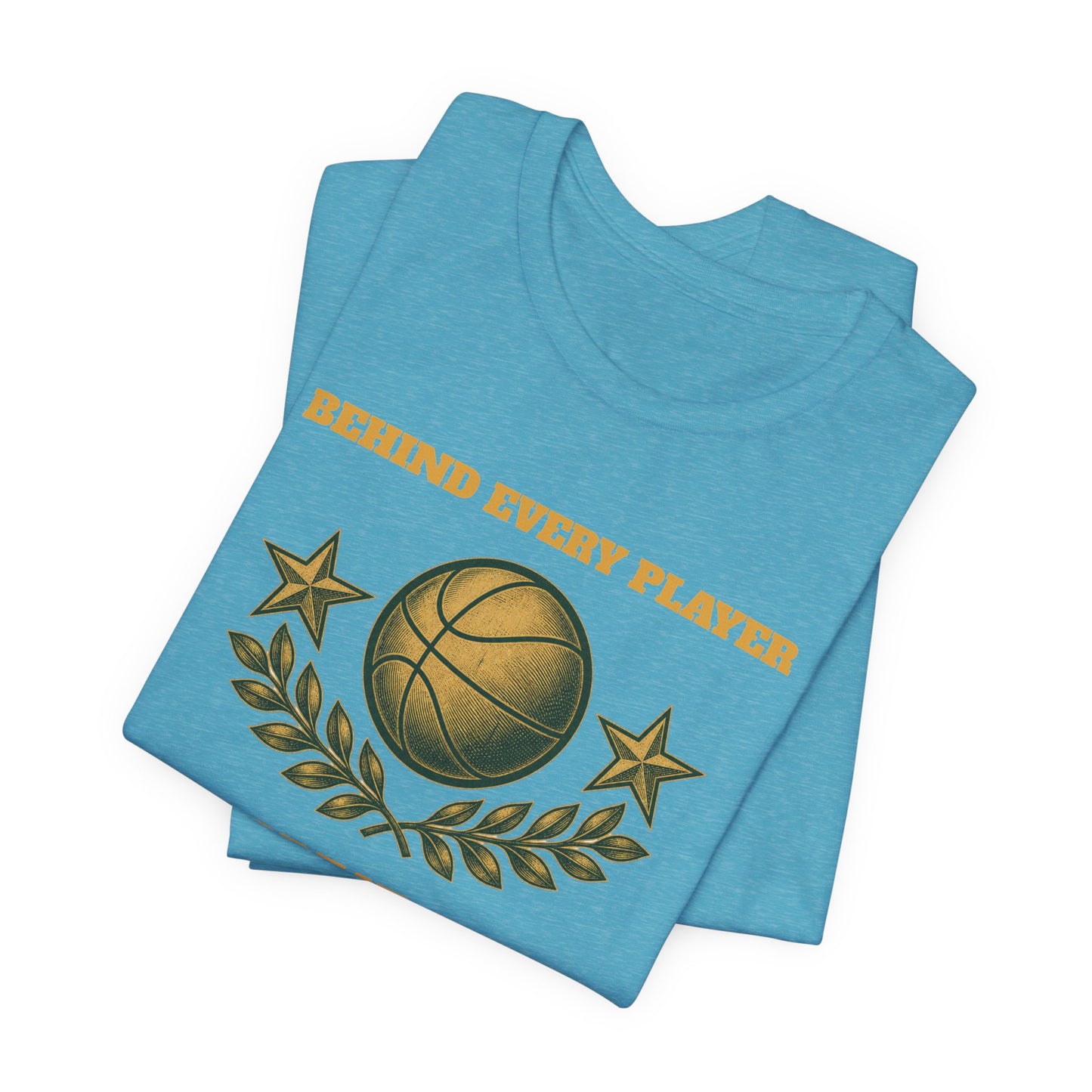 Behind Every Player is a Great Coach Basketball T-Shirt | Gold Crest Tee | Coach Gift