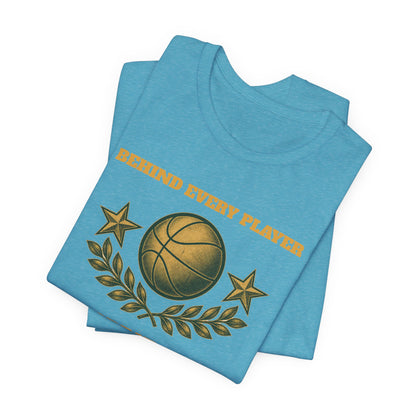 Behind Every Player is a Great Coach Basketball T-Shirt | Gold Crest Tee | Coach Gift