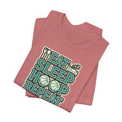 Eat Sleep Hoop Repeat Basketball T-Shirt | Funny Hooper Tee | Perfect Gift for Players