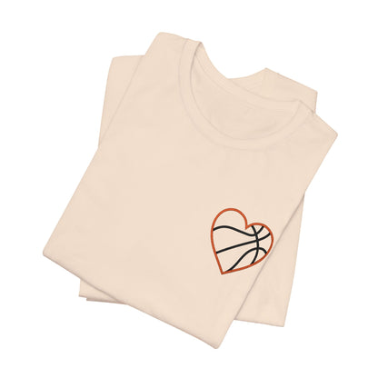 Embroidered Basketball Heart T-Shirt | Minimalist Hoops Tee | Premium Basketball Lover Shirt