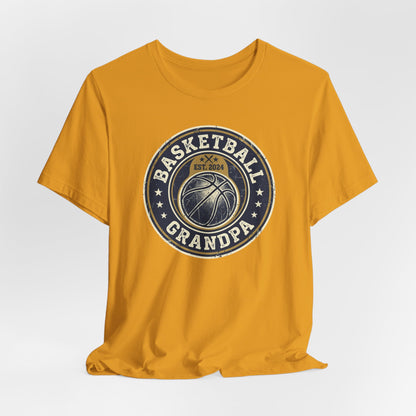 Basketball Grandpa Est. 2024 T-Shirt | Vintage Badge Tee | Family Gift