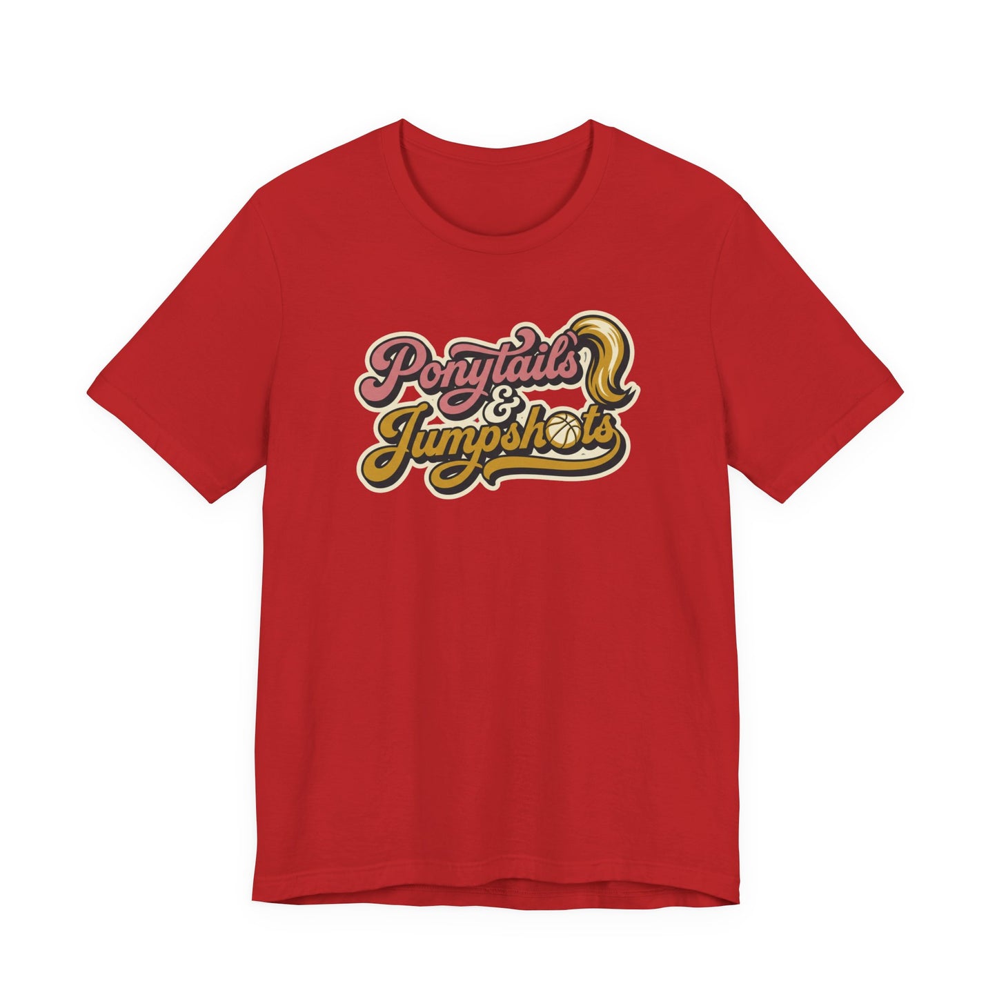 Ponytails & Jumpshots Basketball T-Shirt | Women's Hooper Tee | Perfect Gift for Female Ball Players