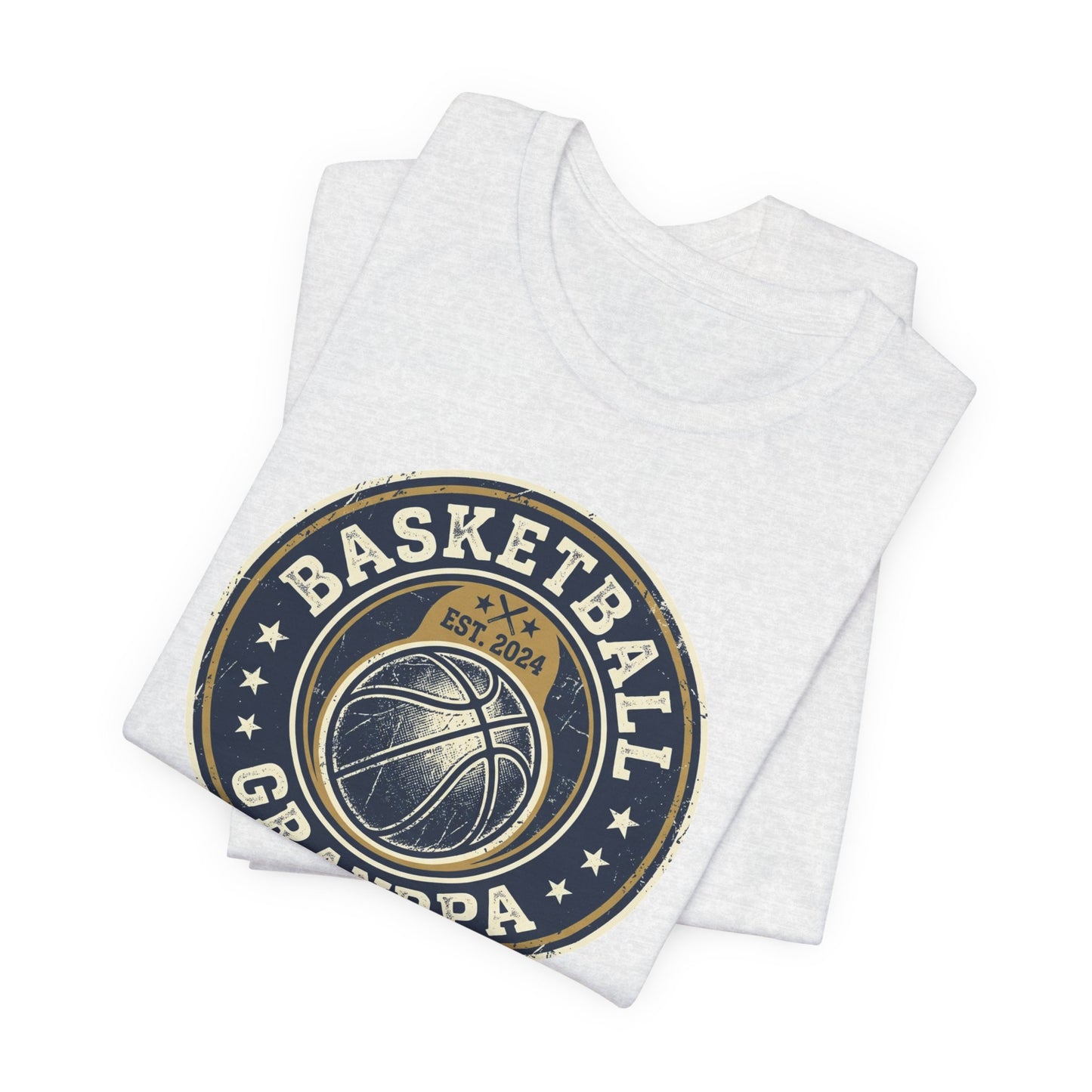 Basketball Grandpa Est. 2024 T-Shirt | Vintage Badge Tee | Familiengeschenk
