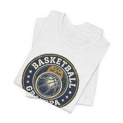 Basketball Grandpa Est. 2024 T-Shirt | Vintage Badge Tee | Family Gift